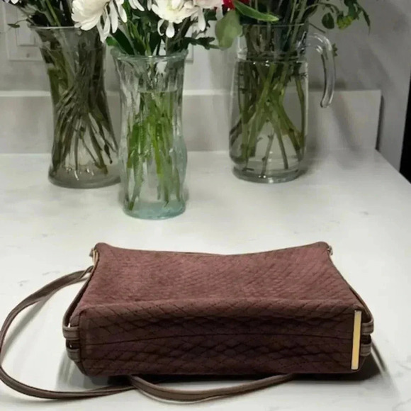 Bally Brown Suede Quilted Leather Shoulder Bag Vintage - Picture 5 of 13